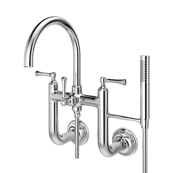 Tisbury Wall Mount Tub Filler with Dual Handle, Polished Chrome