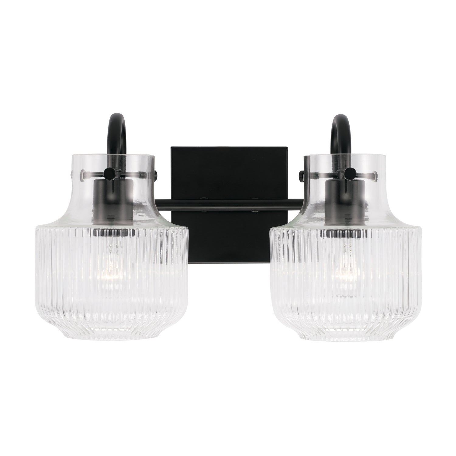 Nyla 2-Light Bathroom Vanity Light with Clear Textured Glass Shade