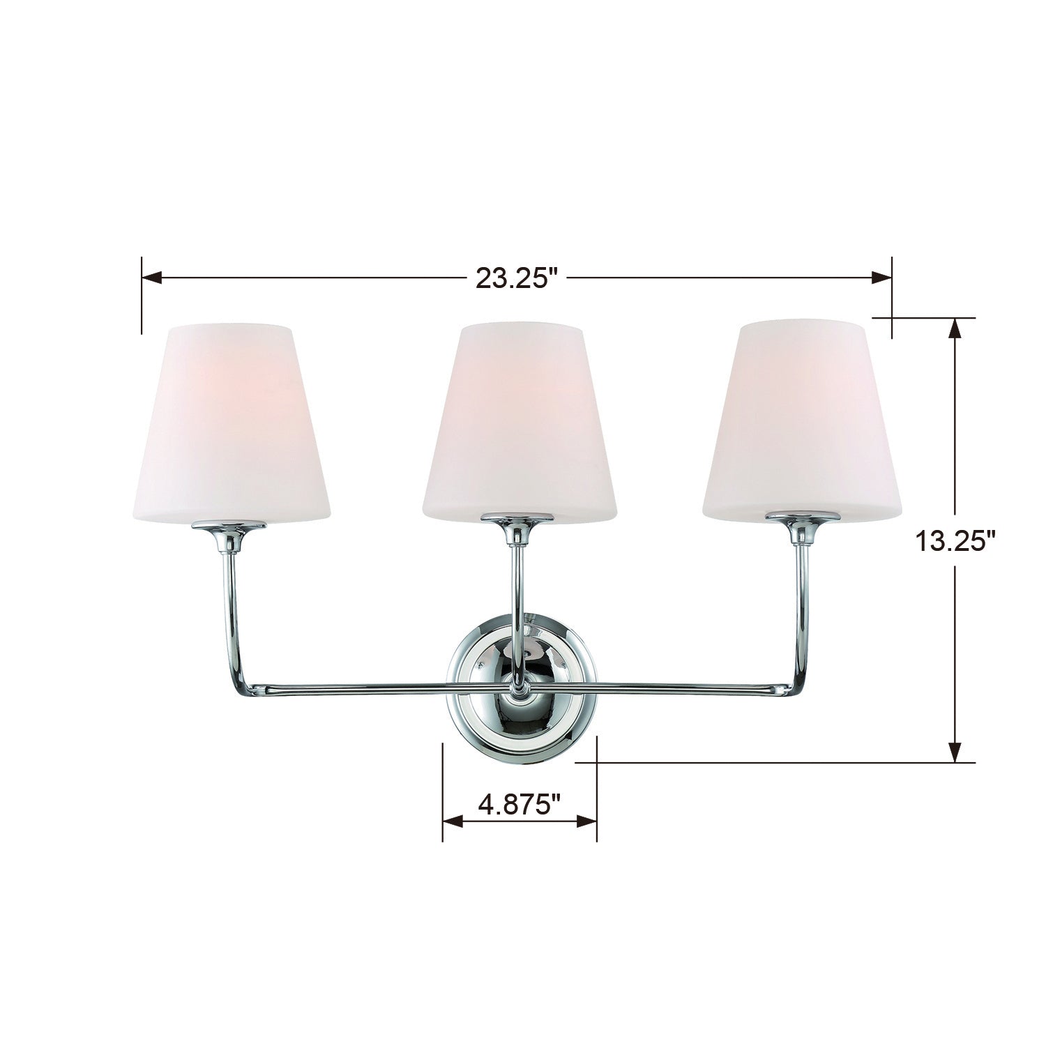 Sylvan 3-Light Bathroom Vanity Light with White Glass Shade