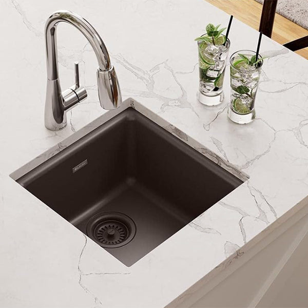 Quartz Classic 15-3/4 in Single Bowl Dual Mount Bar Sink Kit