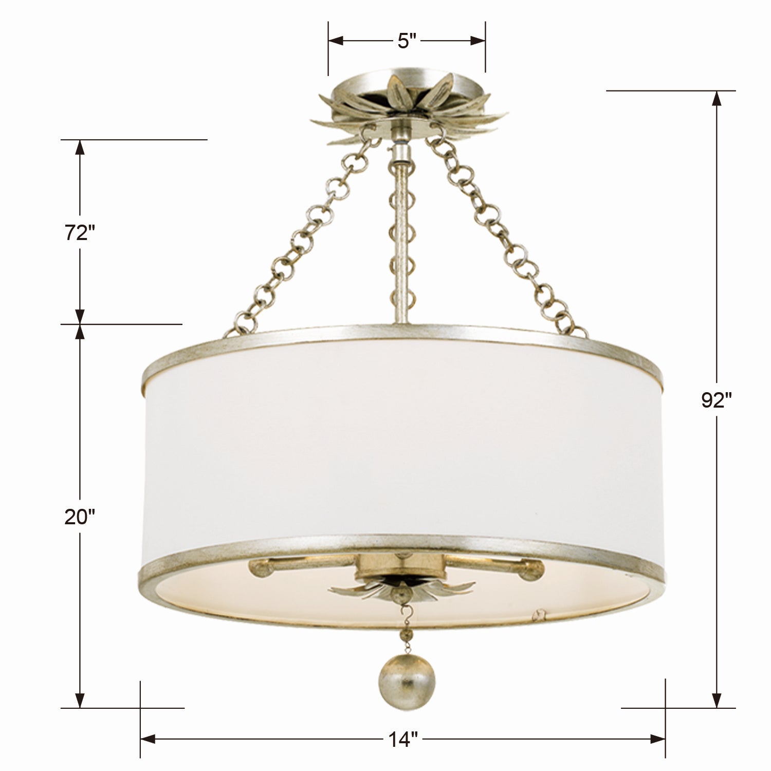 Broche 3-Light Semi-Flush Mount Ceiling Light