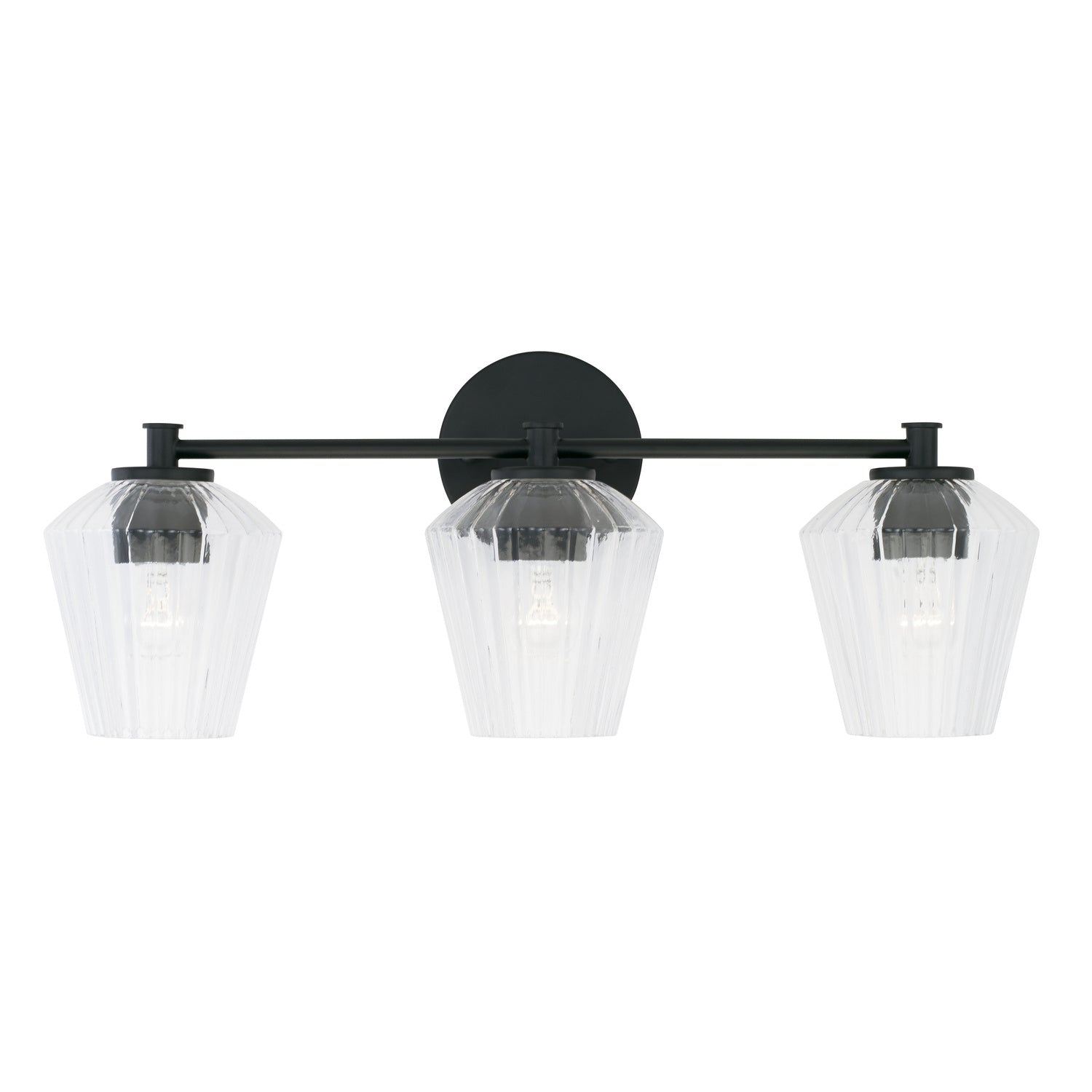 Beau 3-Light 24 in Bathroom Vanity Light with Clear Fluted Glass Shade
