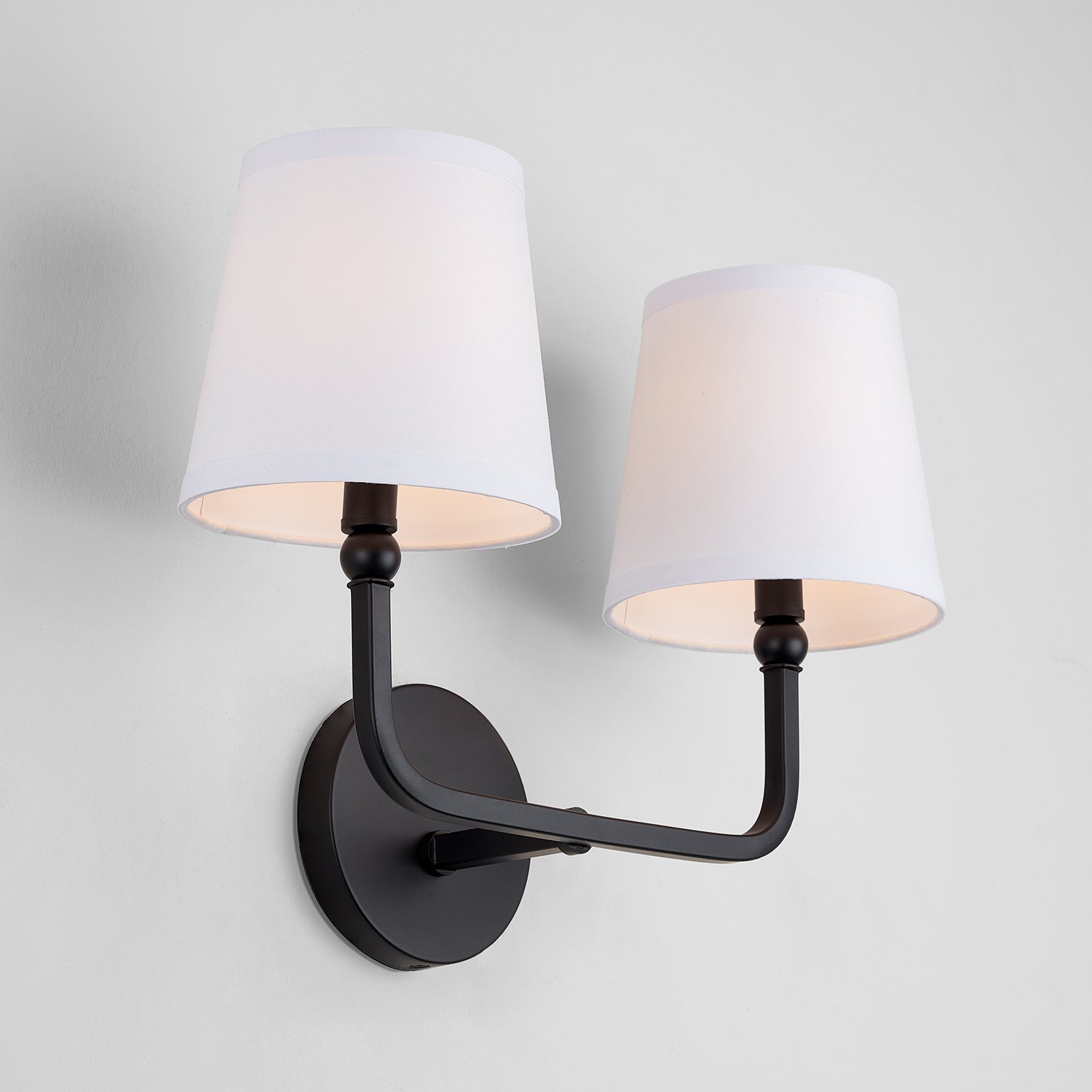 Dawson 2-Light 16 in Bathroom Vanity Light with White Fabric Shade