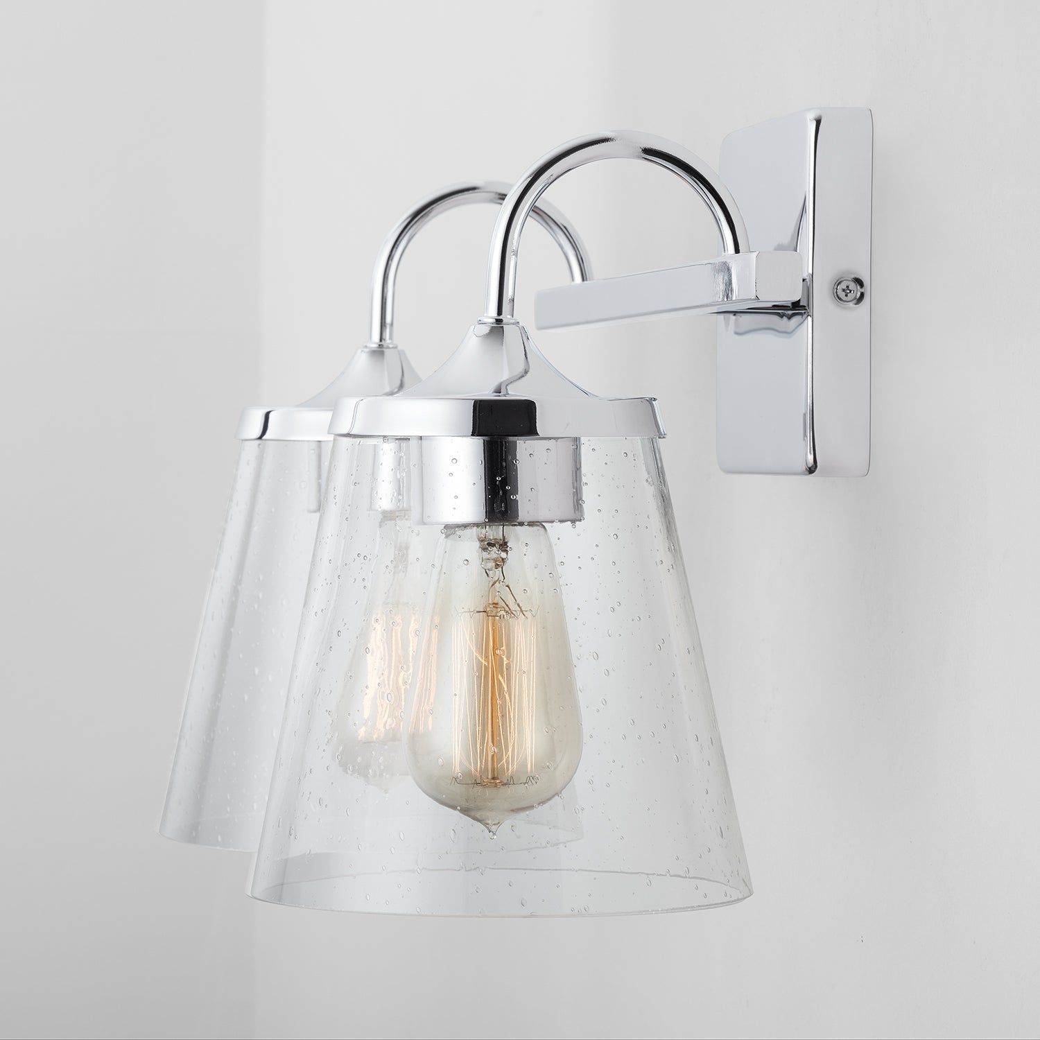 Jayne 2-Light 15-1/4 in Bathroom Vanity Light with Clear Seedy Glass Shades