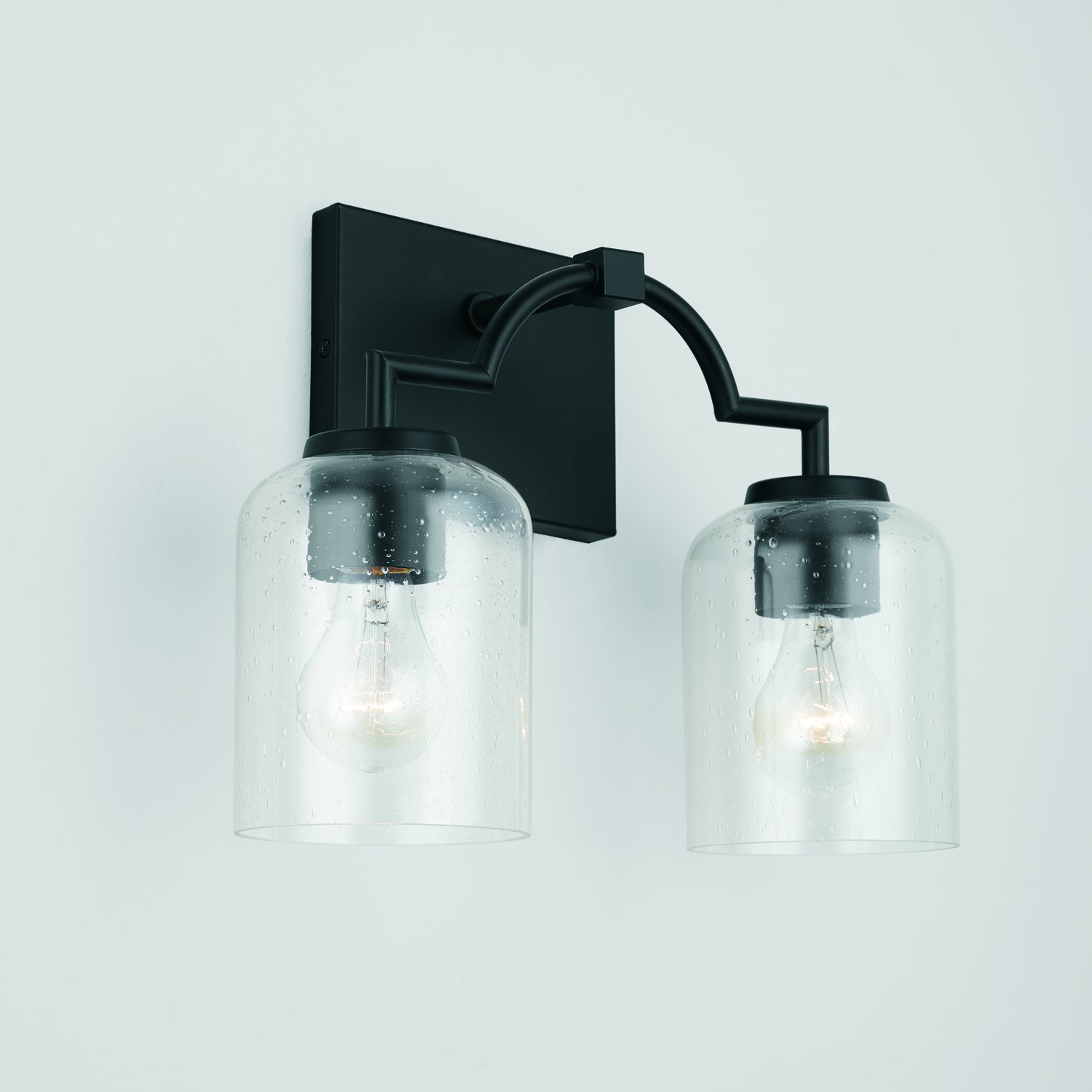 Carter 2-Light 14 in Bathroom Vanity Light with Clear Seedy Glass Shade