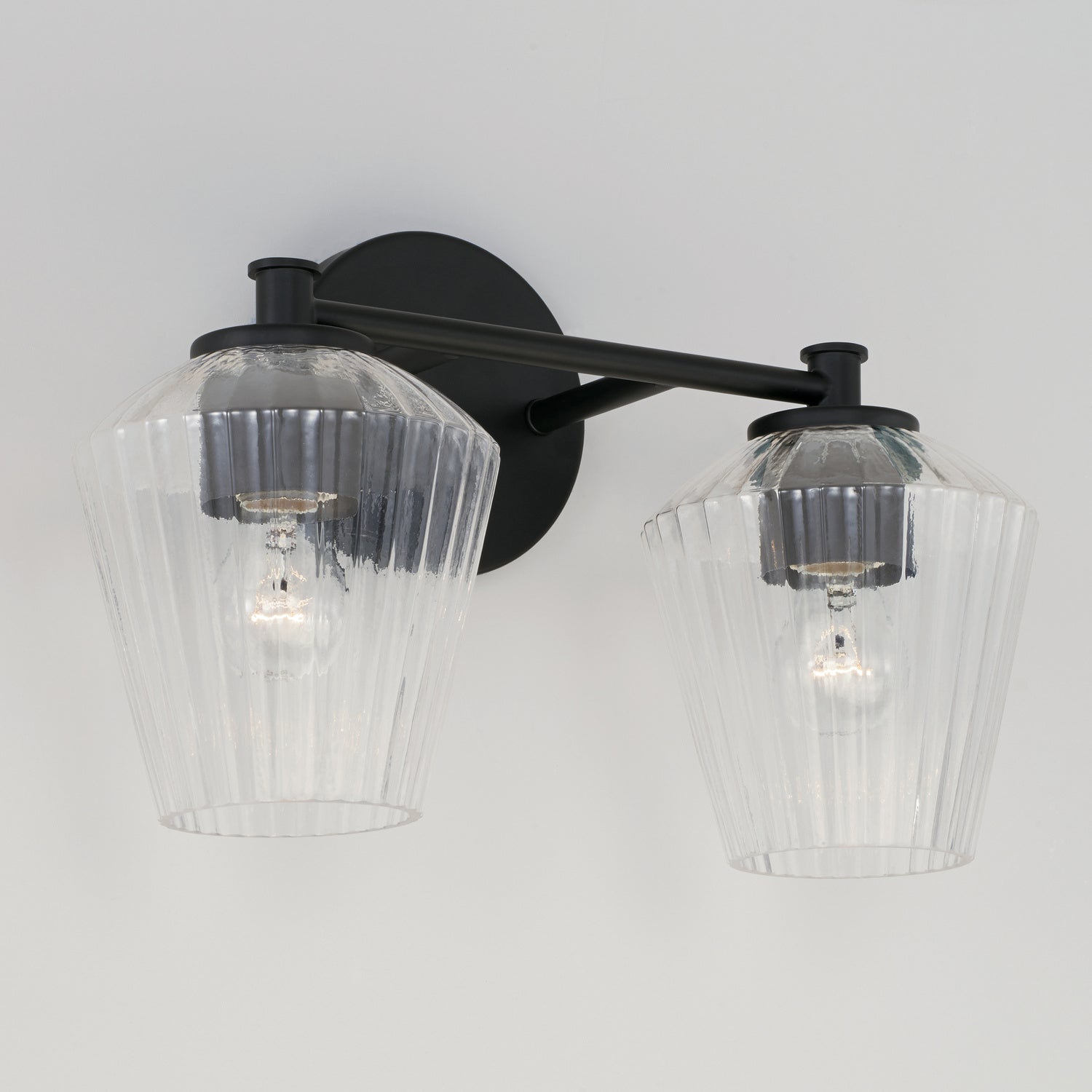 Beau 2-Light Bathroom Vanity Light with Clear Textured Glass Shade