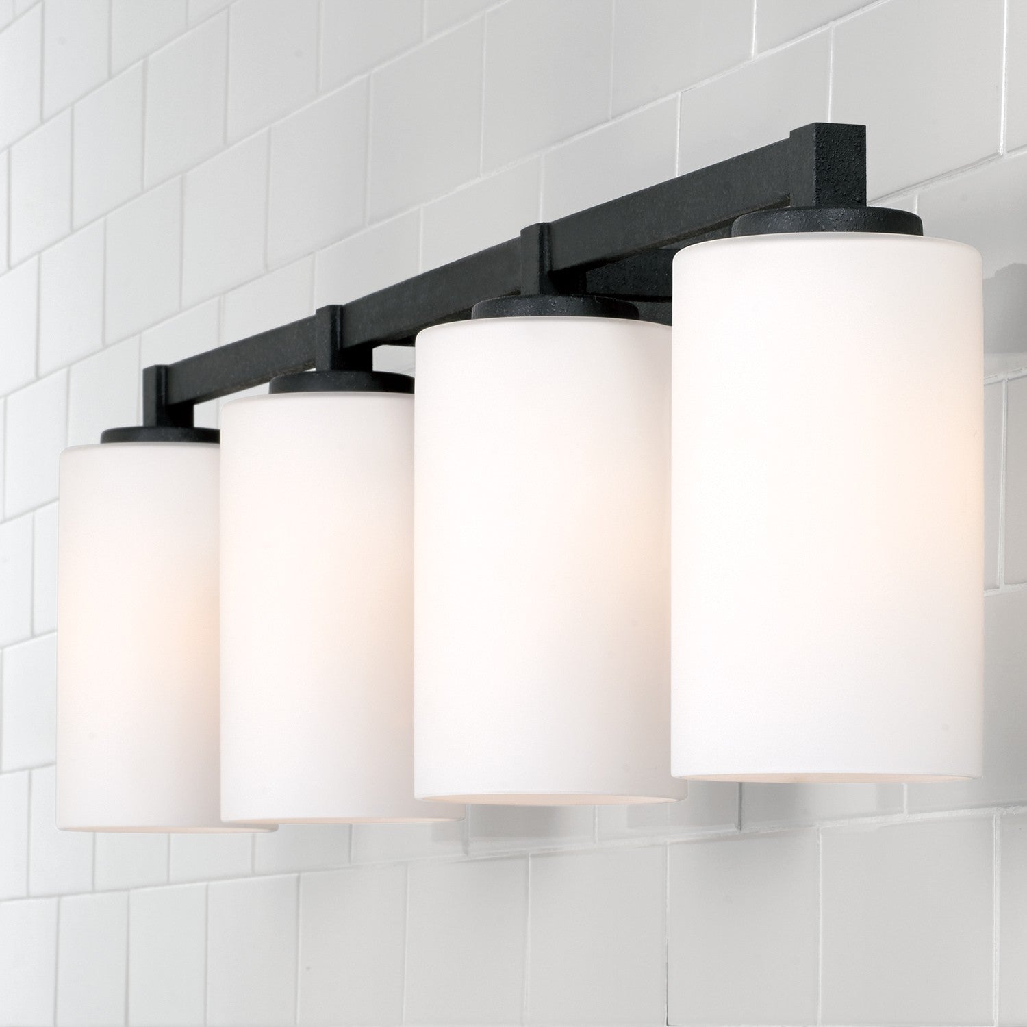 Ravenwood 4-Light 32-3/4 in Bathroom Vanity Light with Soft White Glass Shade