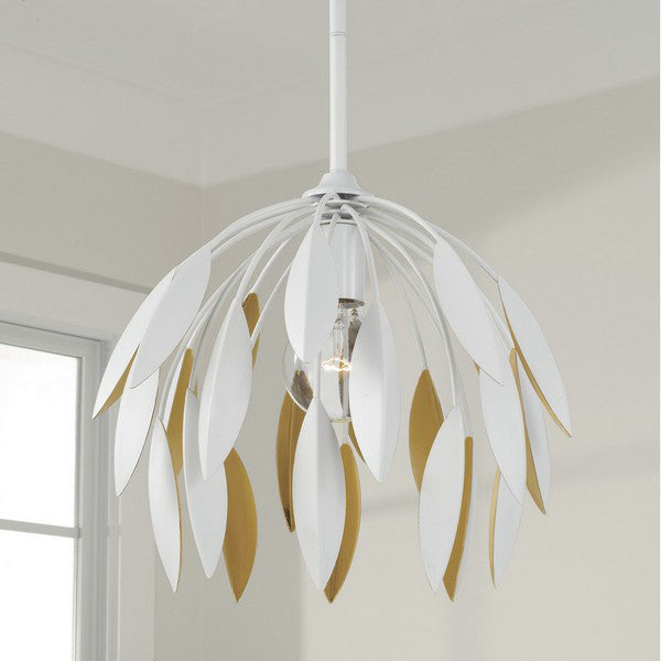 Margeaux 14 in 1-Light Botanical Semi Flush Pendant with Leaf Accents