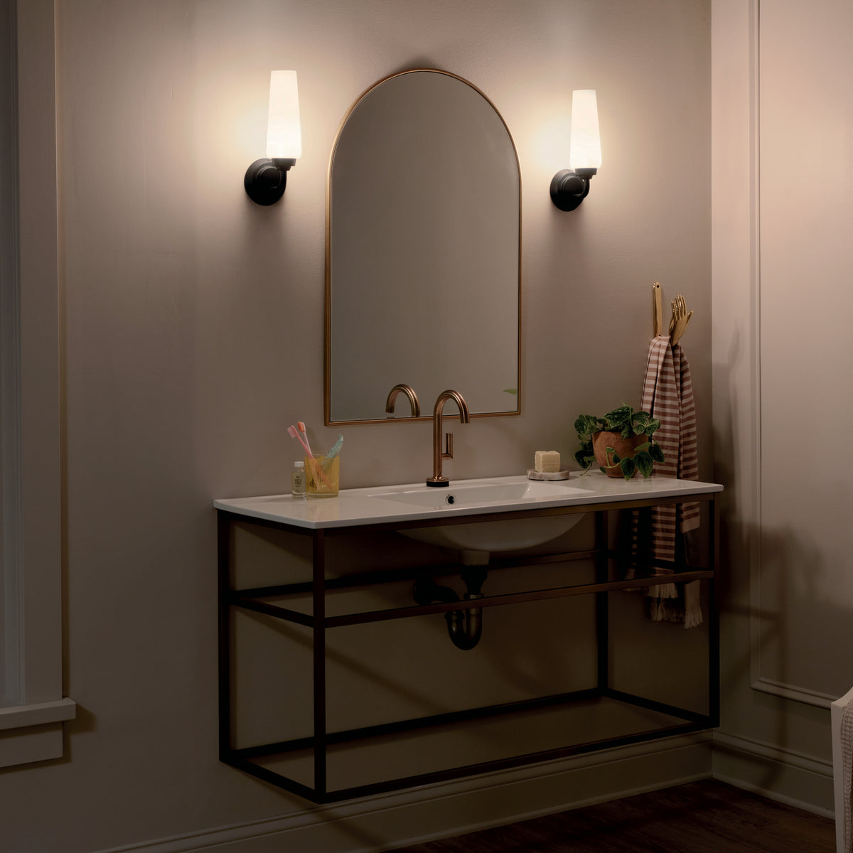 Truby 1-Light with Satin Etched Cased Opal Glass Wall Sconce