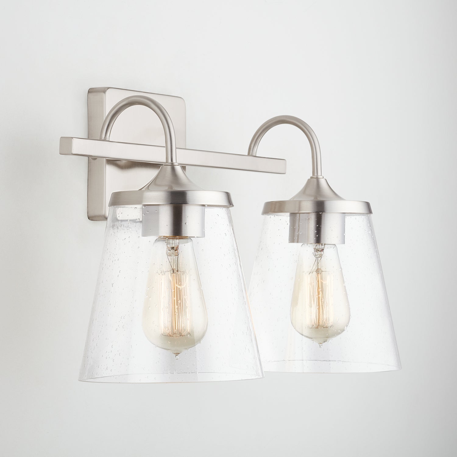 Jayne 2-Light 15-1/4 in Bathroom Vanity Light with Clear Seedy Glass Shades