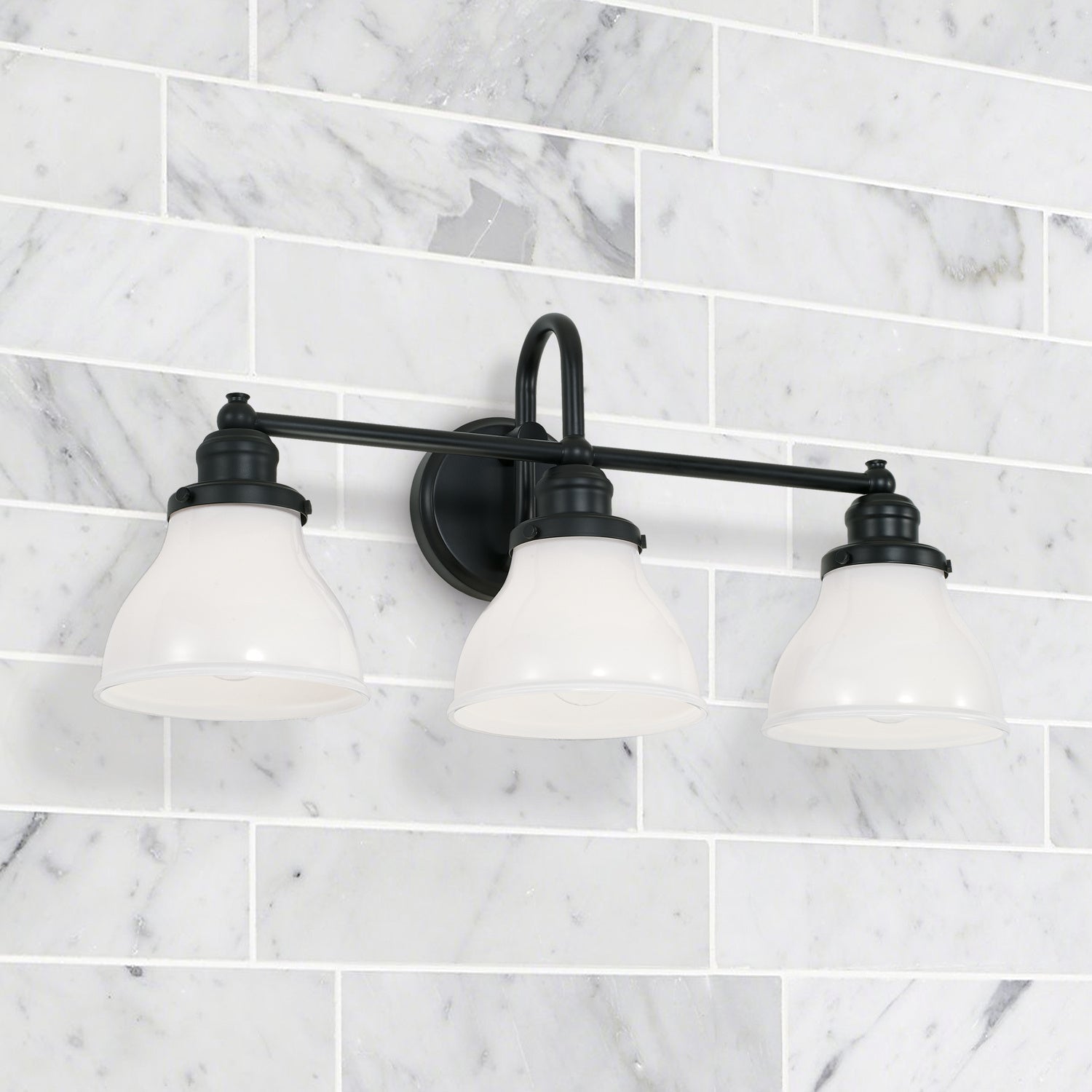 Baxter 3-Light Bathroom Vanity Light with Milk Glass