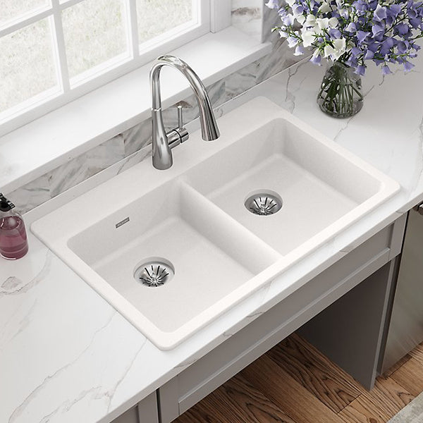 Quartz Classic Double Bowl Drop-in ADA Sink with Perfect Drain