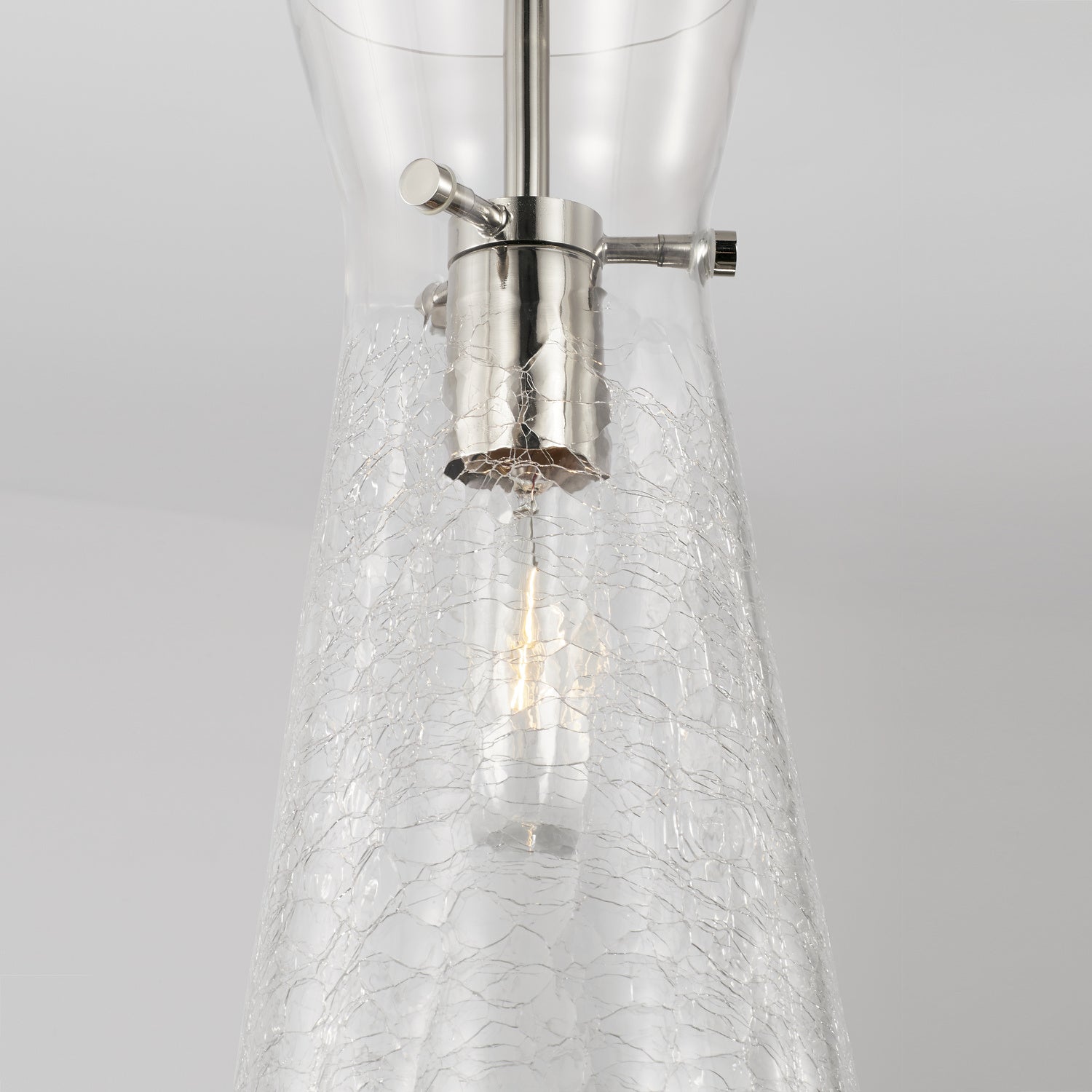 Mila 6 in 1-Light Pendant with Clear Half-Crackle Tapered Glass