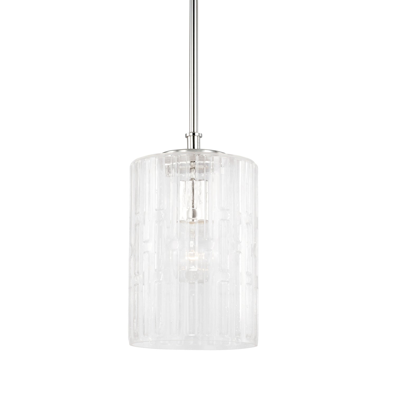 7 in W x 11-1/2 in H 1-Light Pendant with Embossed Seeded Glass