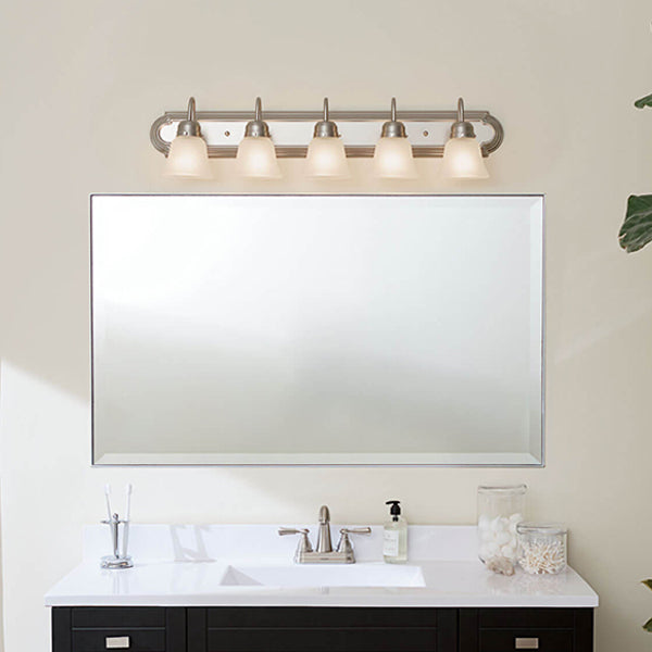 Dixon 2-Light 13 in Bathroom Vanity Light with Soft White Glass Shade