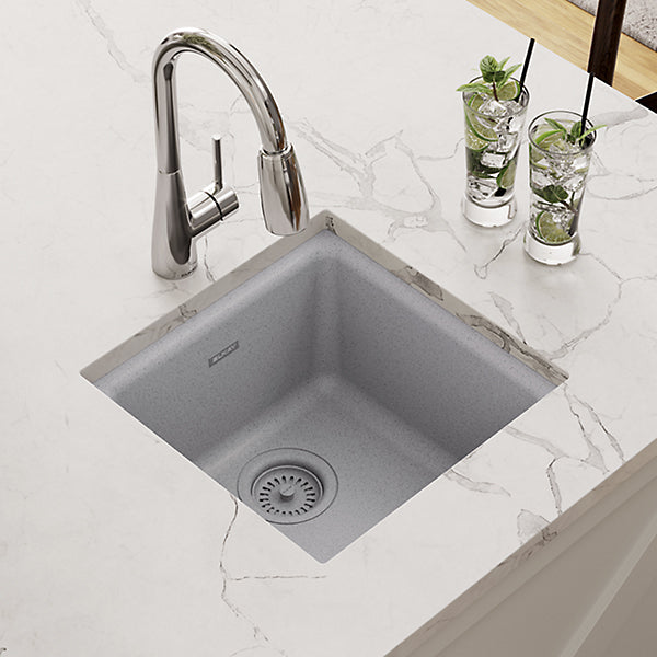 Quartz Classic 15-3/4 in Single Bowl Dual Mount Bar Sink Kit