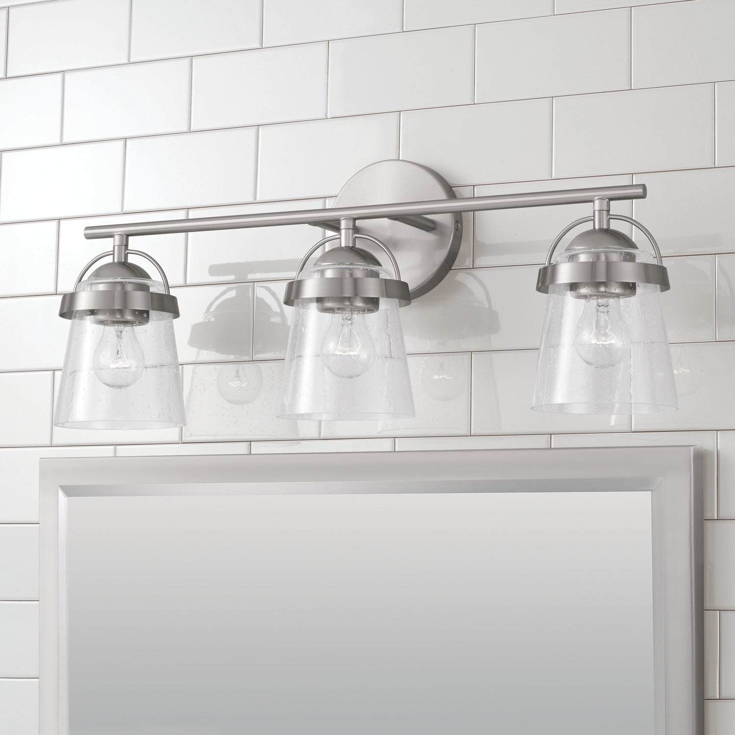 Madison 3-Light Bathroom Vanity Light with Clear Seedy Glass Shade