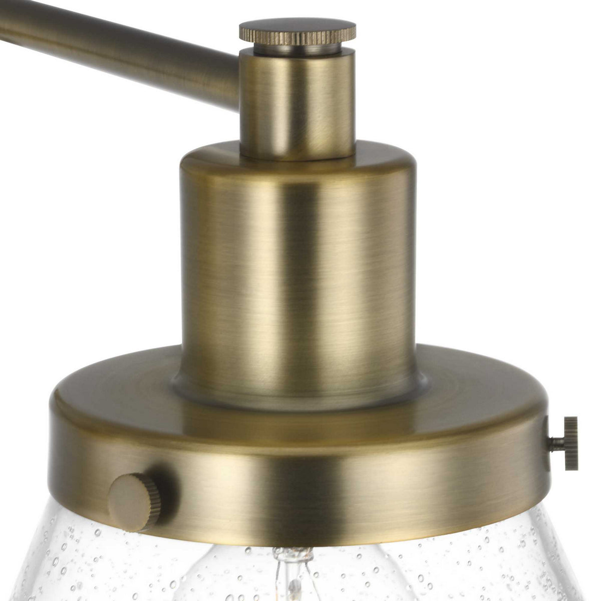 Hinton 12 in Swing Arm Wall Light with Clear Seedy Glass Shade