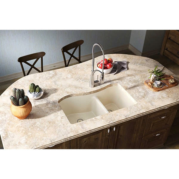 Quartz Luxe 32-1/2 in Double Bowl Undermount Kitchen Sink
