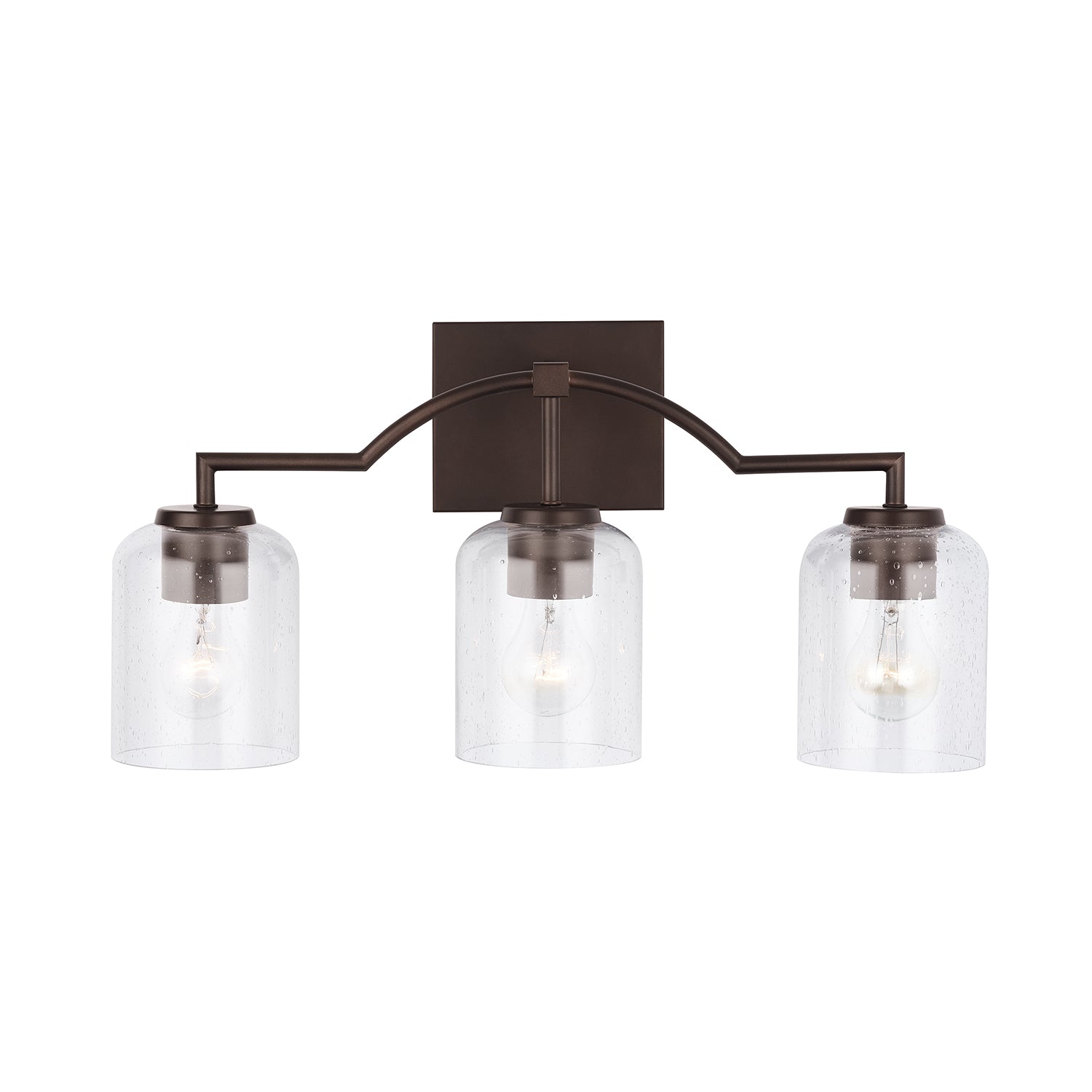 Carter 3-Light 22 in Bathroom Vanity Light with Clear Seedy Glass Shade
