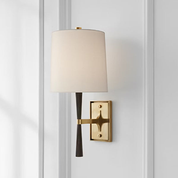 Symmetric Twist Double Wall Sconce with Fabric Shade