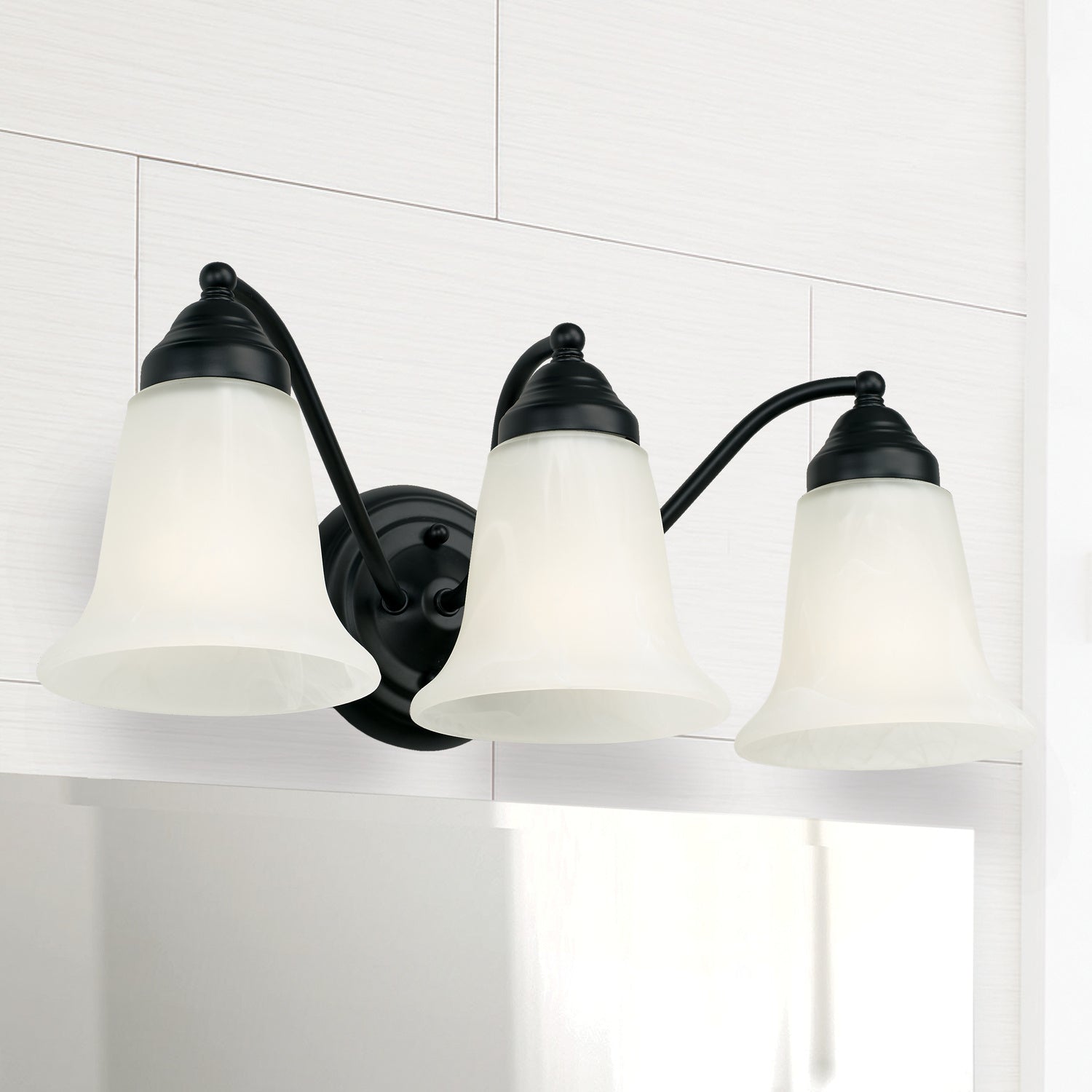 Brady 3-Light Bathroom Vanity Light with White Faux Alabaster Shade