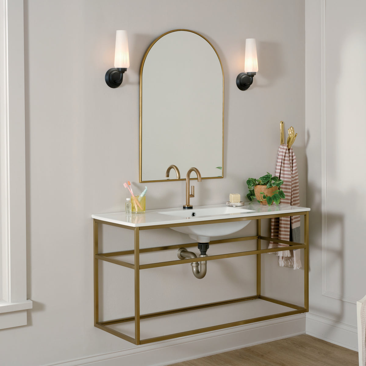 Truby 1-Light with Satin Etched Cased Opal Glass Wall Sconce