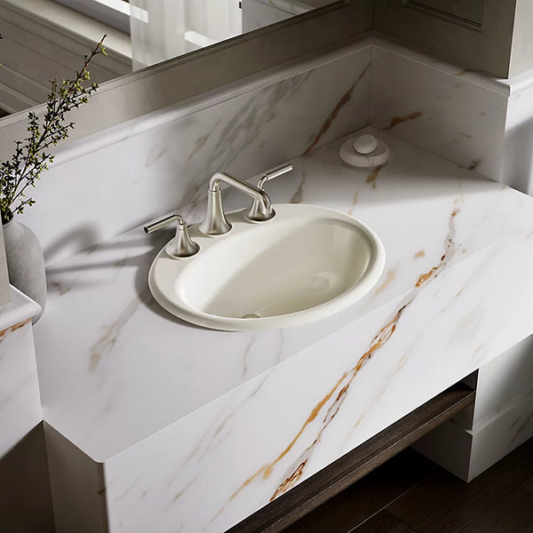 Farmington 19-1/4 in 8 in Widespread Oval Drop-In Bathroom Sink