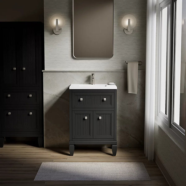 Hearthaven 24 in Bathroom Vanity Cabinet with Sink and Quartz Top
