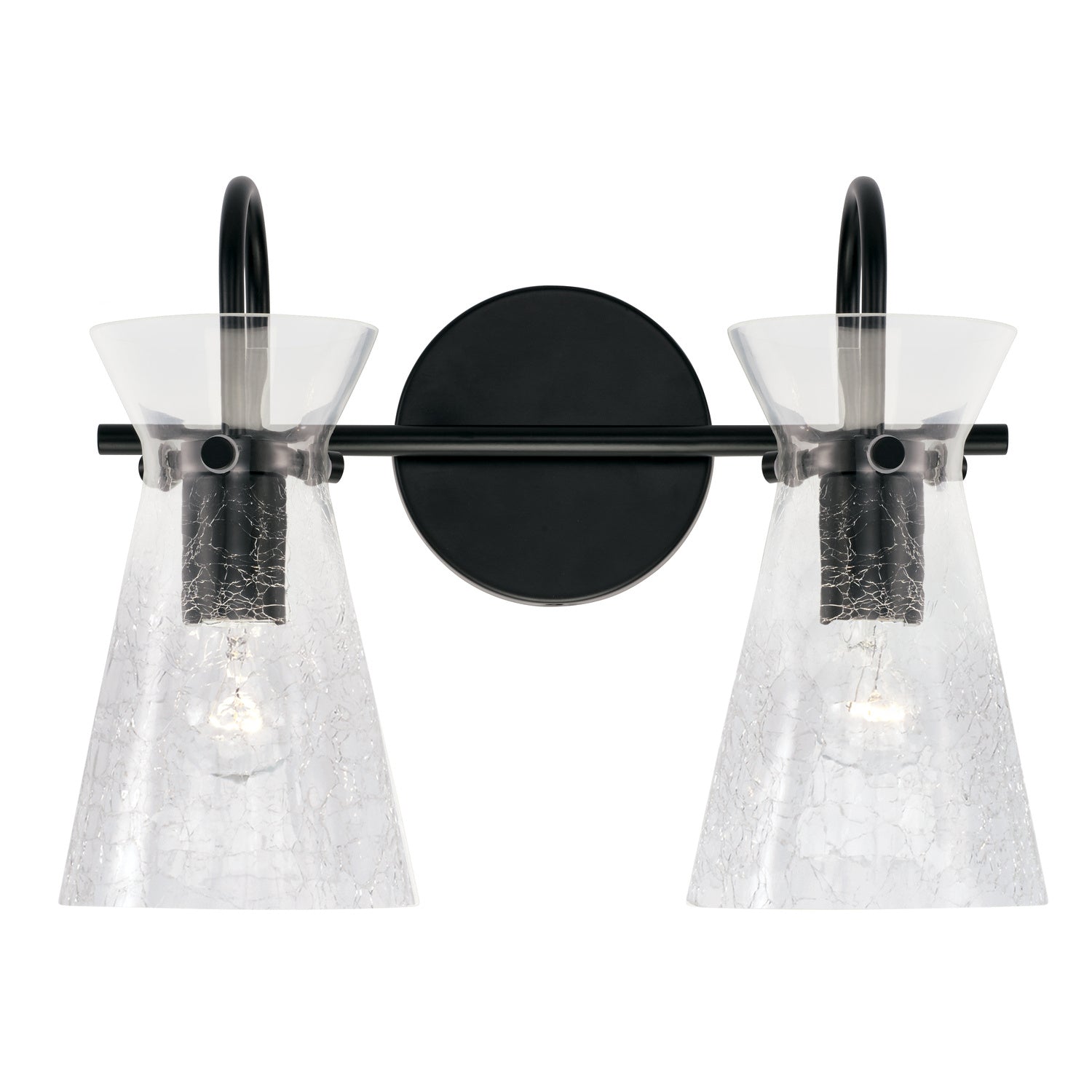 Mila 2-Light Bathroom Vanity Light with Clear Crackle Glass Shade