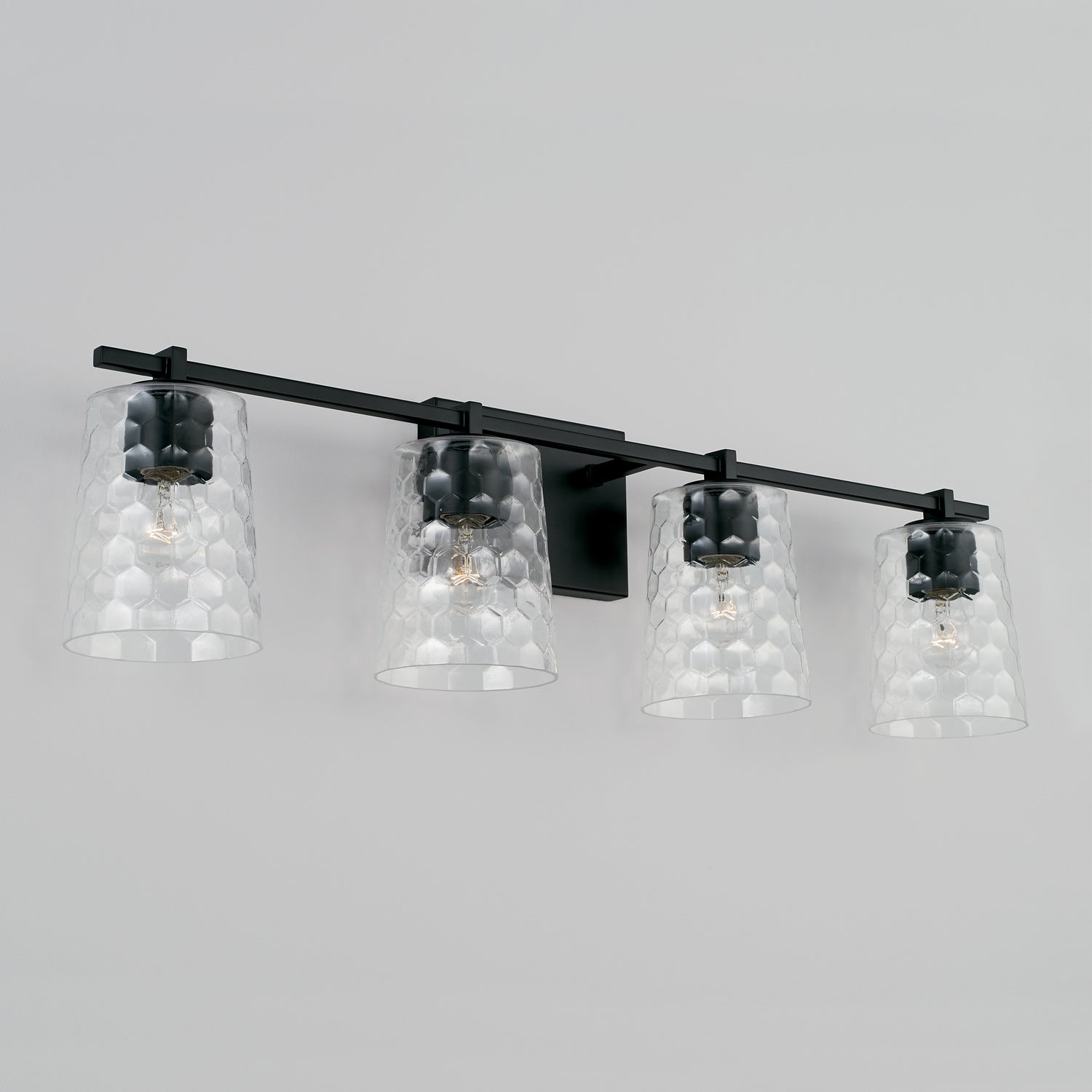 Burke 4-Light Bathroom Vanity Light with Clear Honeycomb Glass Shade