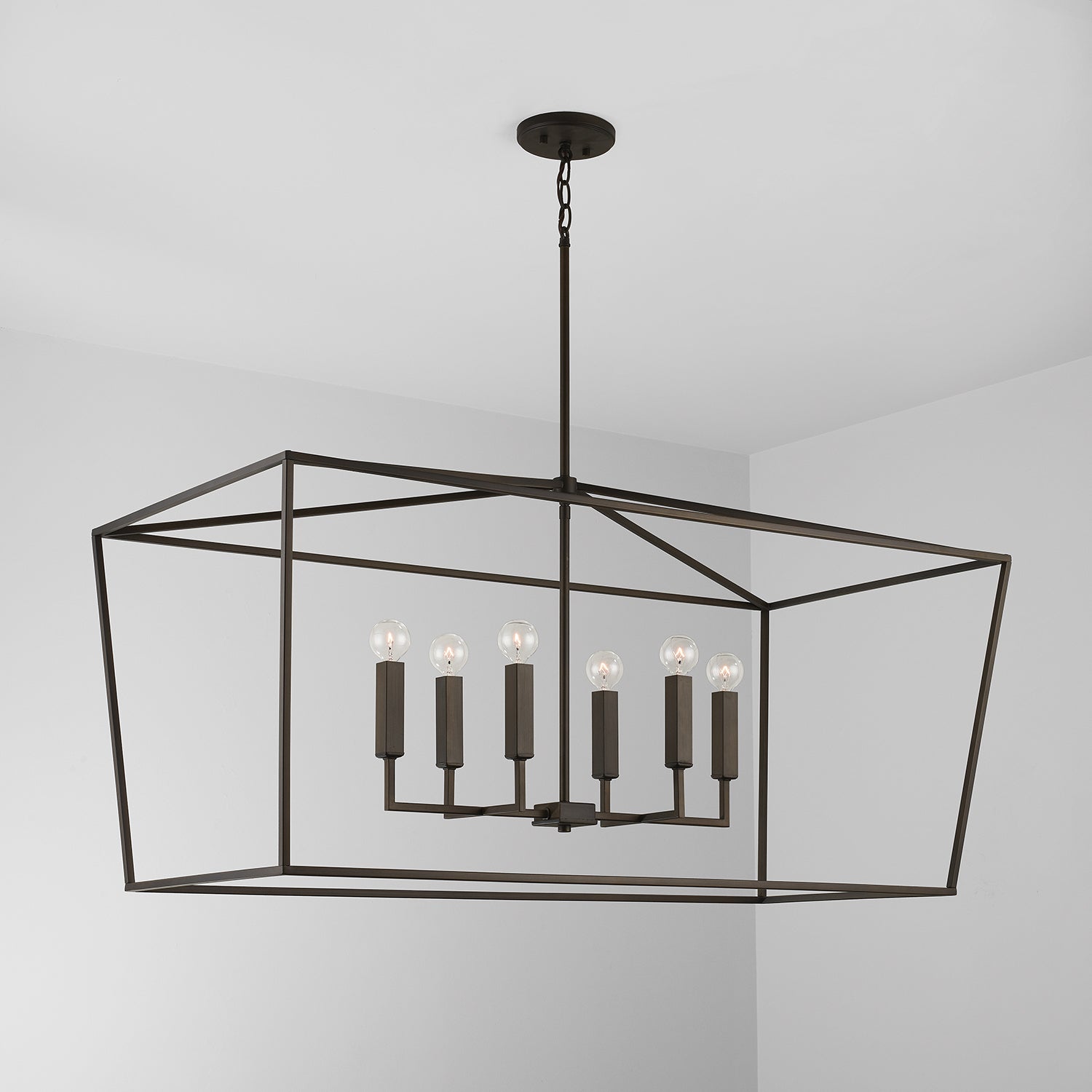 42 in W x 20-1/2 in H x 20 in E 6-Light Lantern Linear