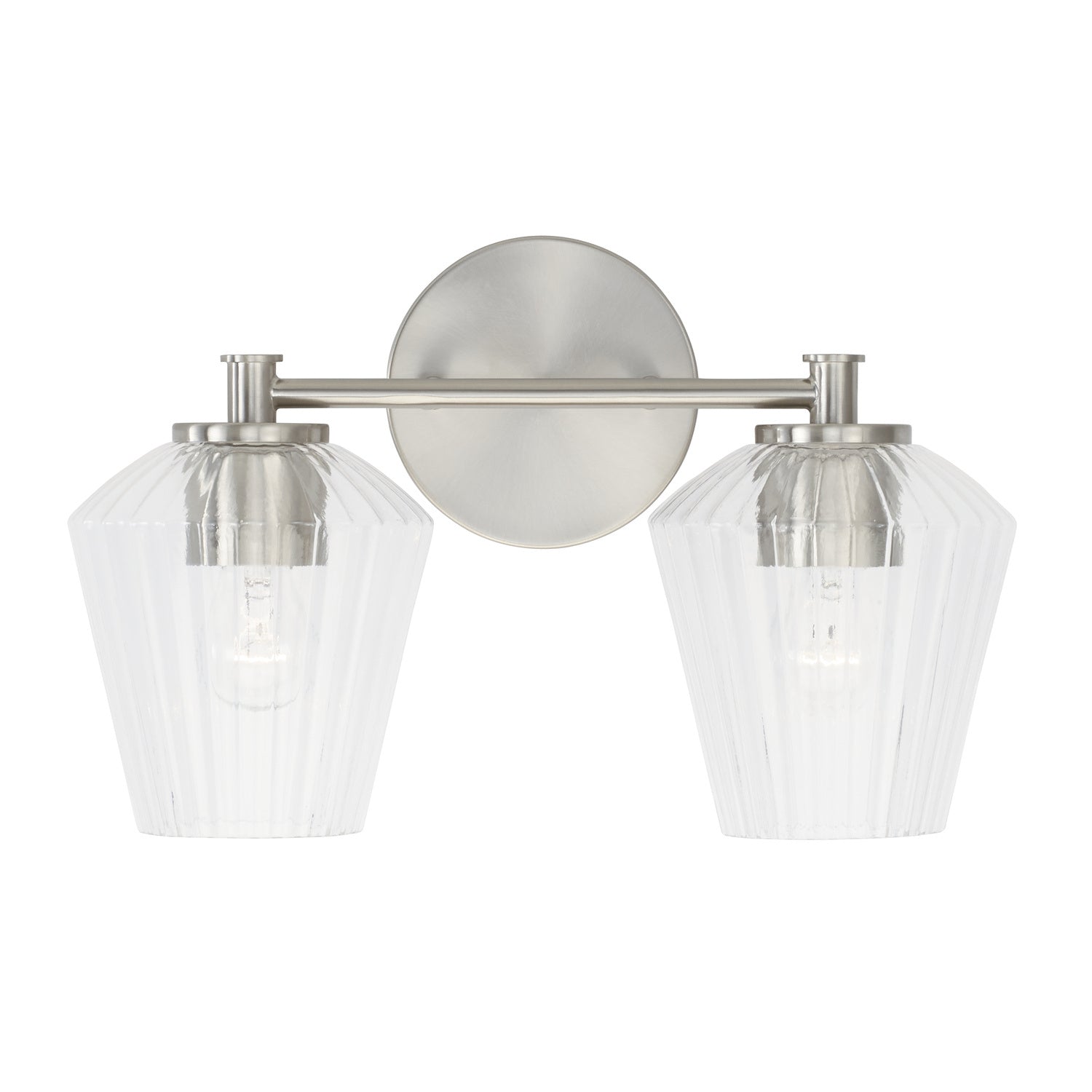 Beau 2-Light Bathroom Vanity Light with Clear Textured Glass Shade