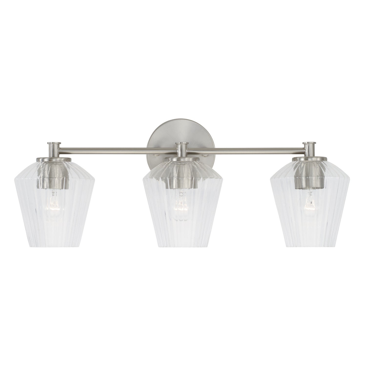 Beau 3-Light 24 in Bathroom Vanity Light with Clear Fluted Glass Shade