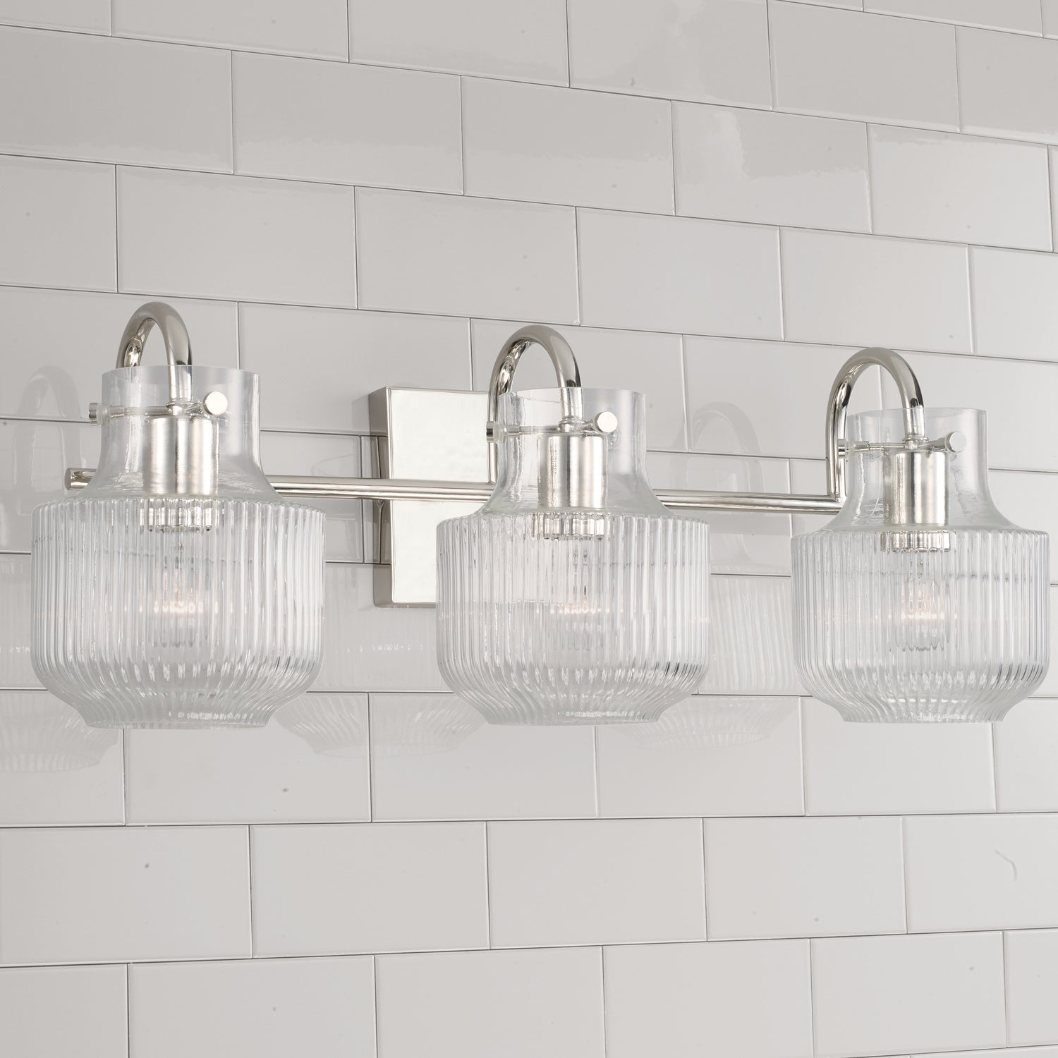 Nyla 3-Light Bathroom Vanity Light with Clear Textured Glass Shade