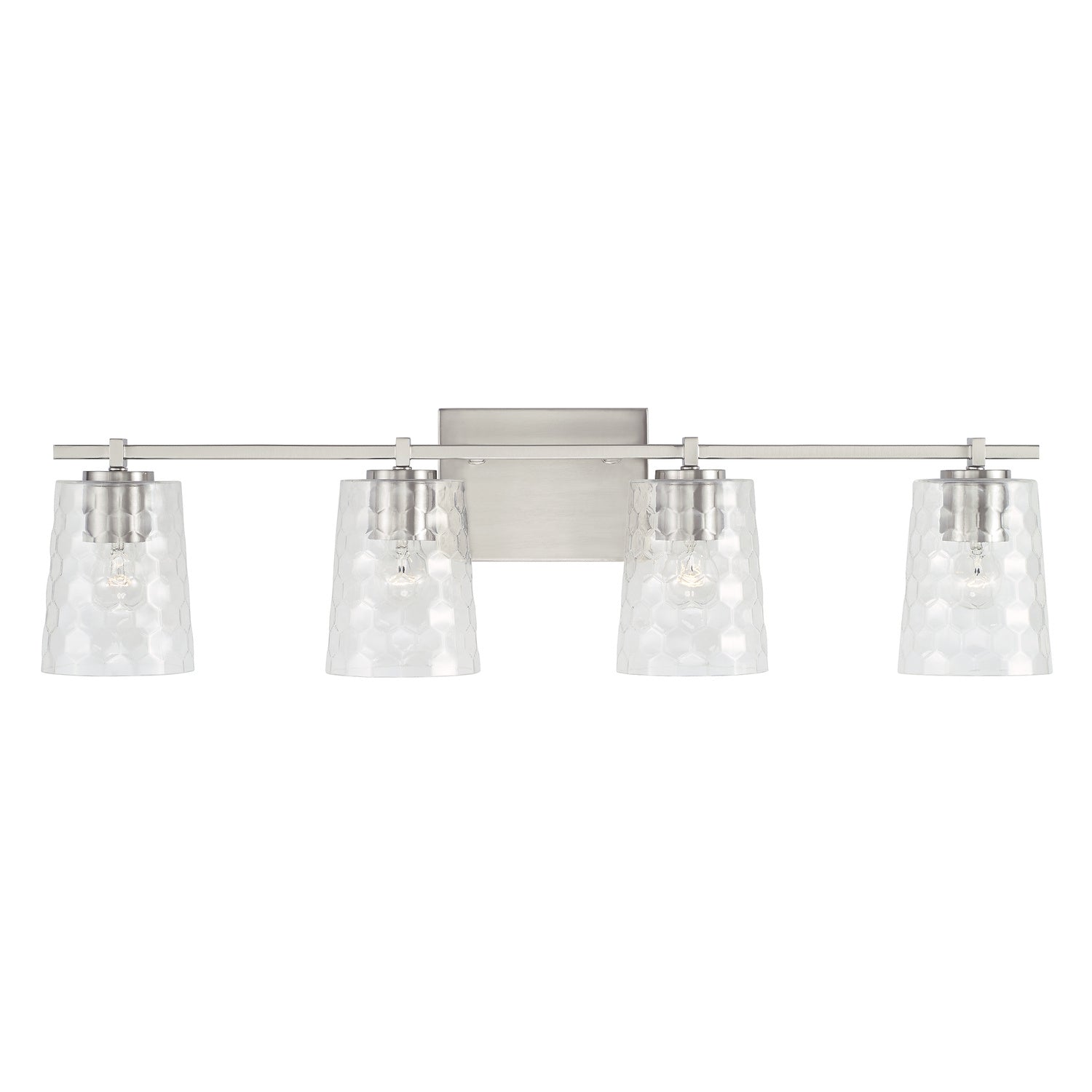 Burke 4-Light Bathroom Vanity Light with Clear Honeycomb Glass Shade