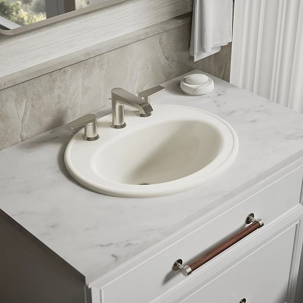 Pennington 20-1/4 in 8 in Widespread Oval Drop-In Bathroom Sink