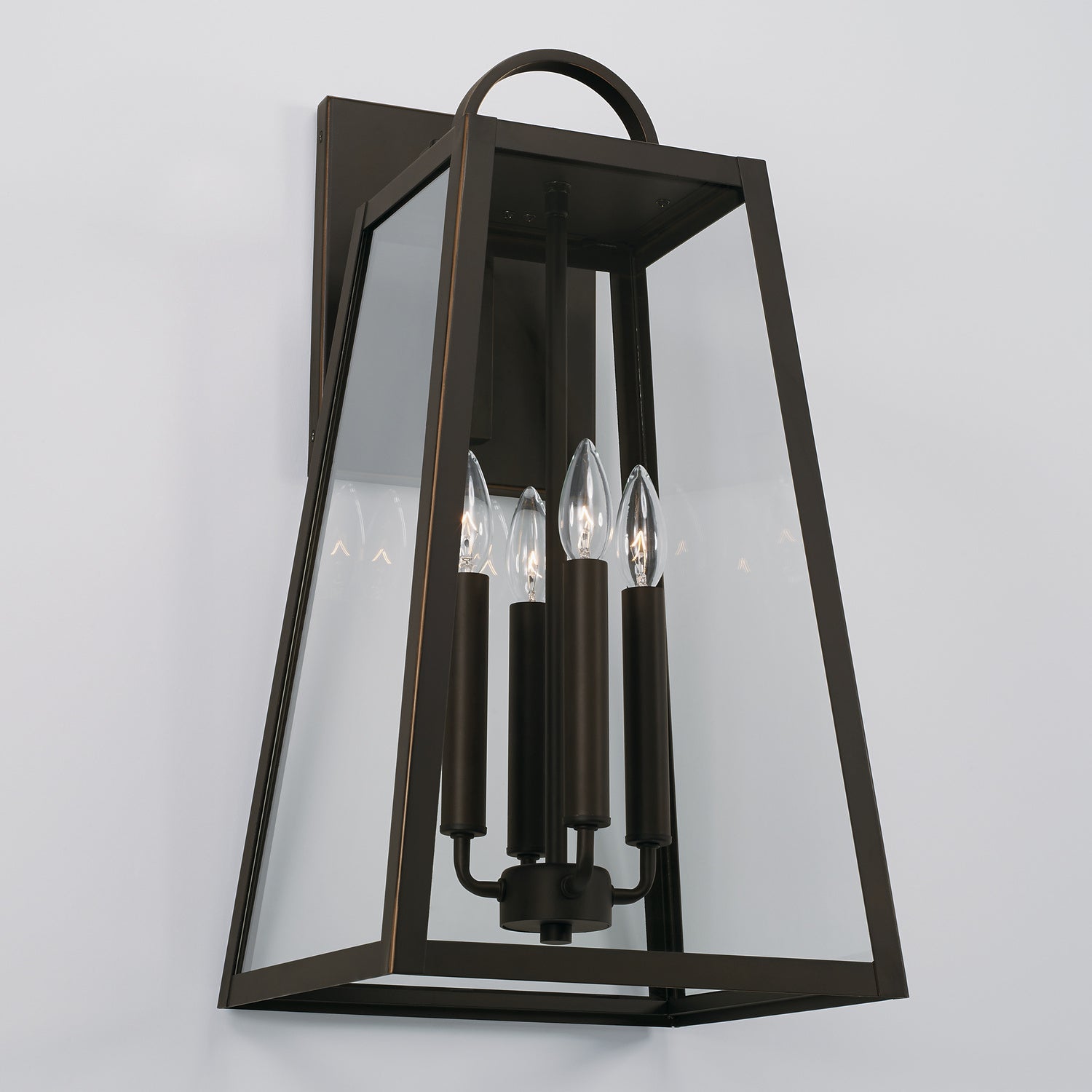 12 in W x 23 in H 4-Light Outdoor Wall Lantern Clear Glass