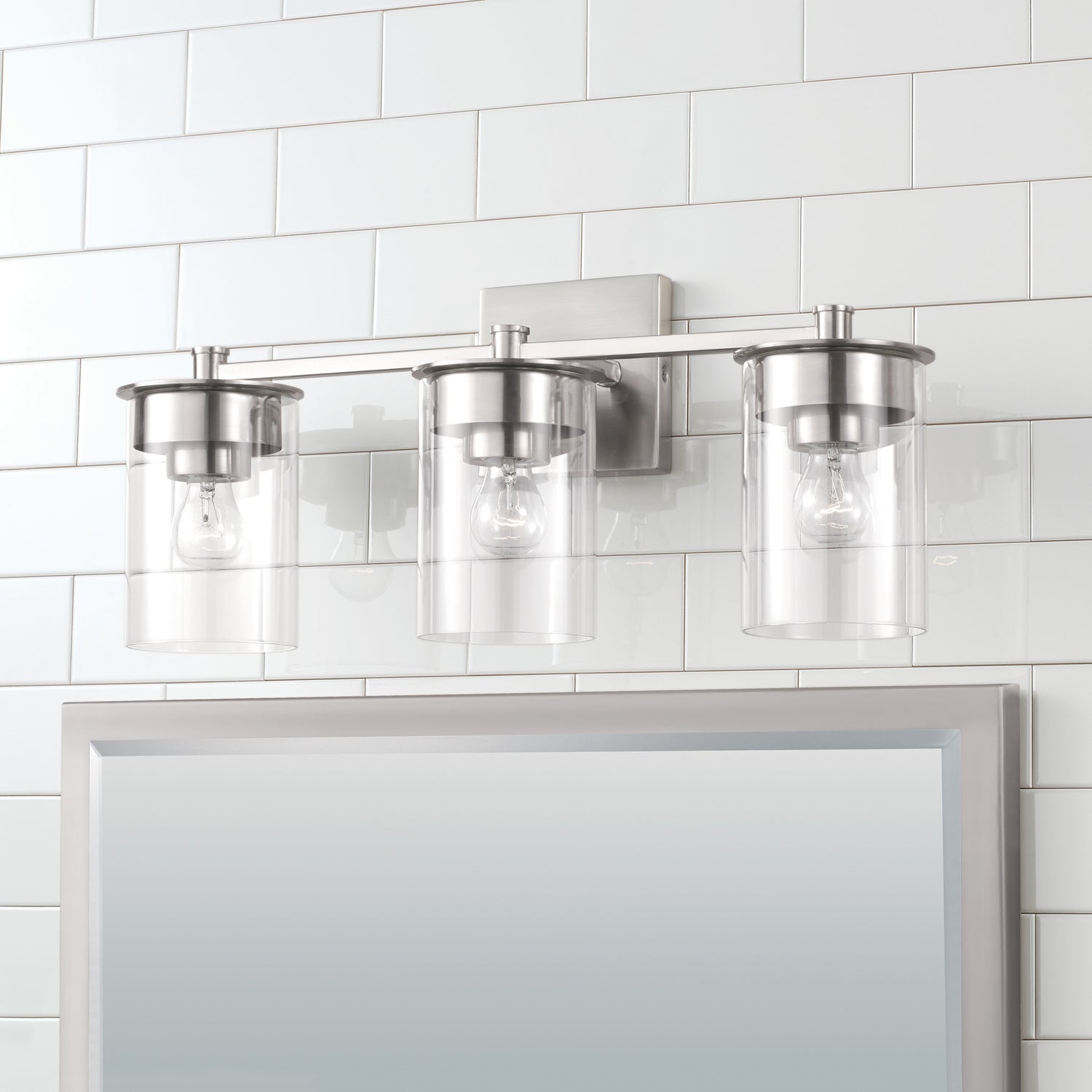 Mason 3-Light Bathroom Vanity Light with Clear Glass Shade