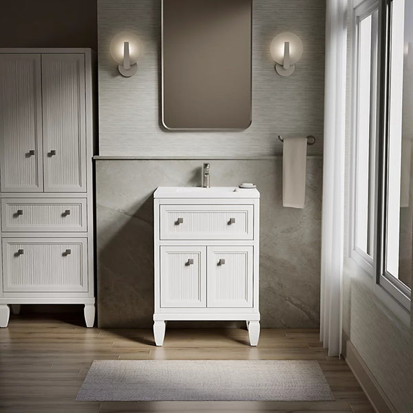 Hearthaven 24 in Bathroom Vanity Cabinet with Sink and Quartz Top