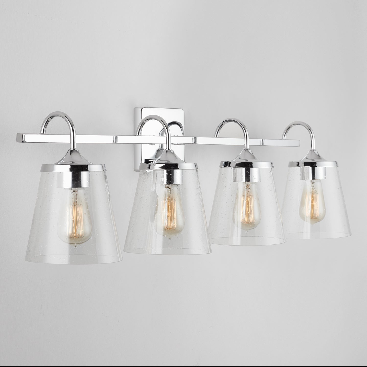 Jayne 4-Light 33-1/4 in Bathroom Vanity Light with Clear Seedy Glass Shade