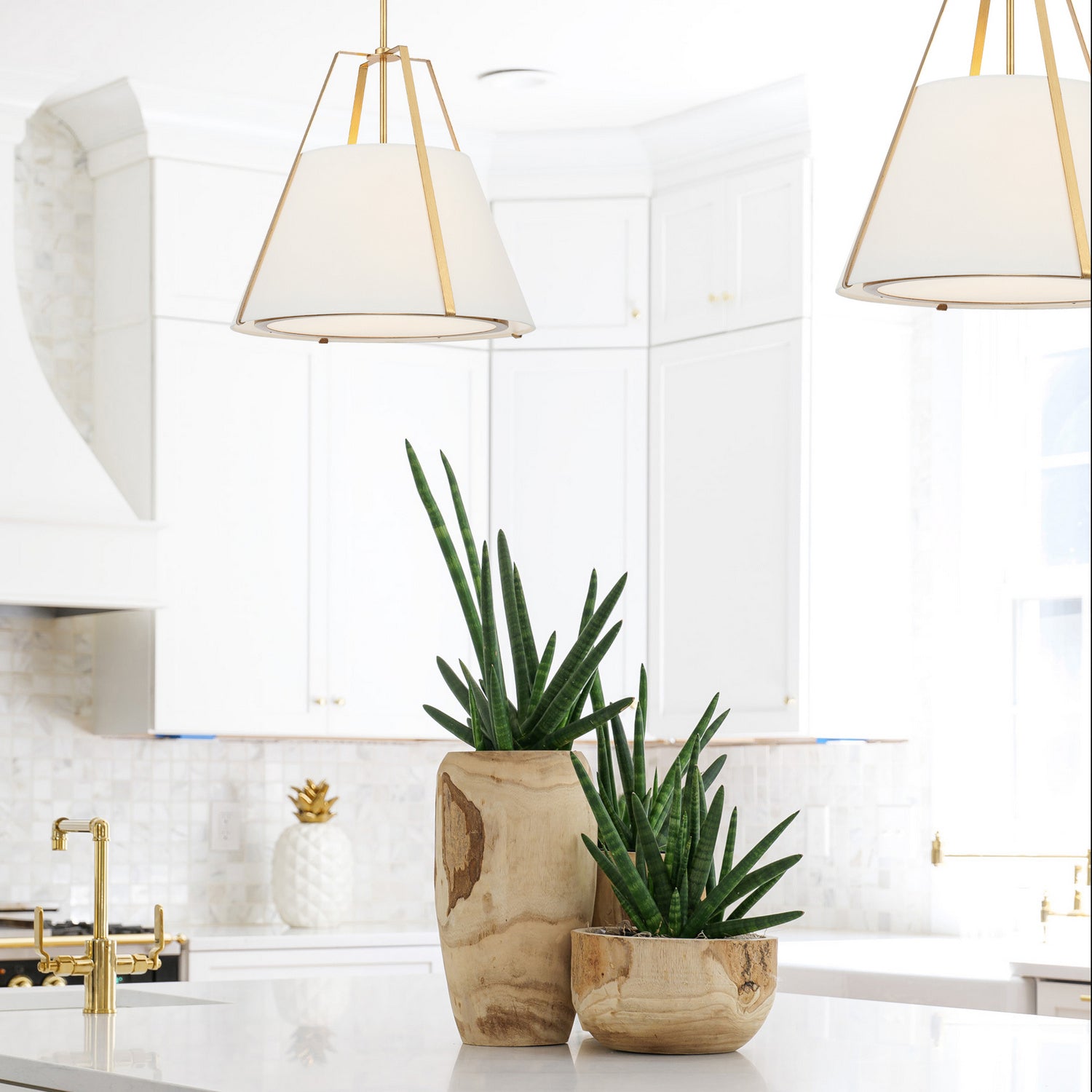 Fulton 20 in 3 Light Pendant with Silk Shade
