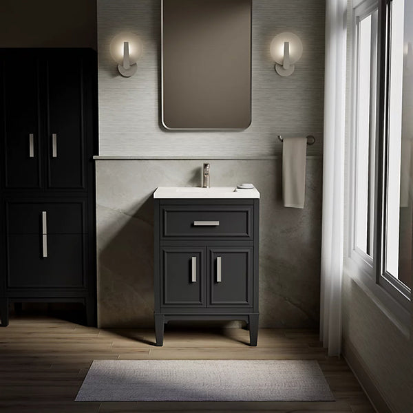 Southerk 24 in Bathroom Vanity Cabinet with Sink and Quartz Top