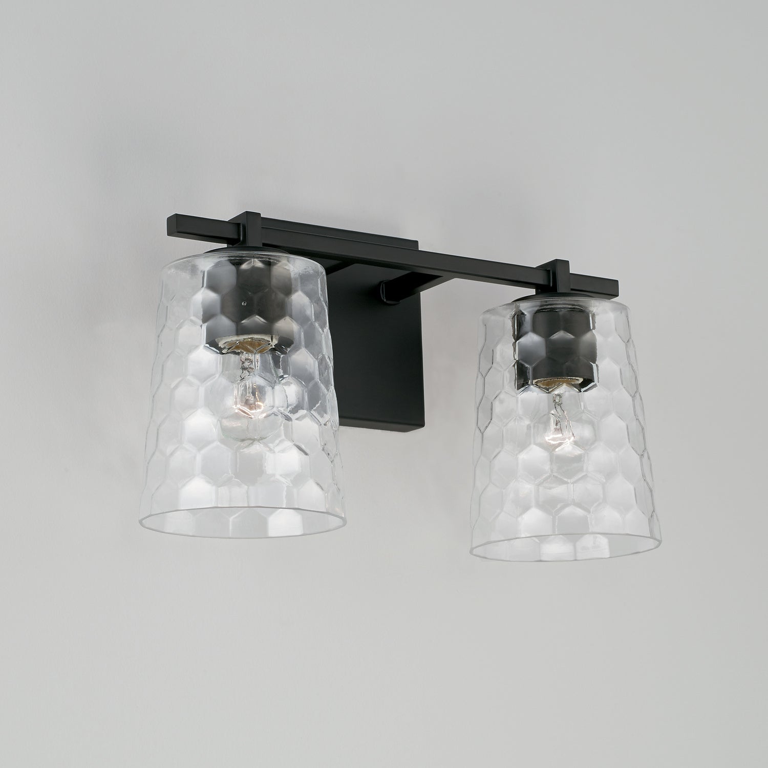 Burke 2-Light Bathroom Vanity Light with Clear Honeycomb Glass Shade