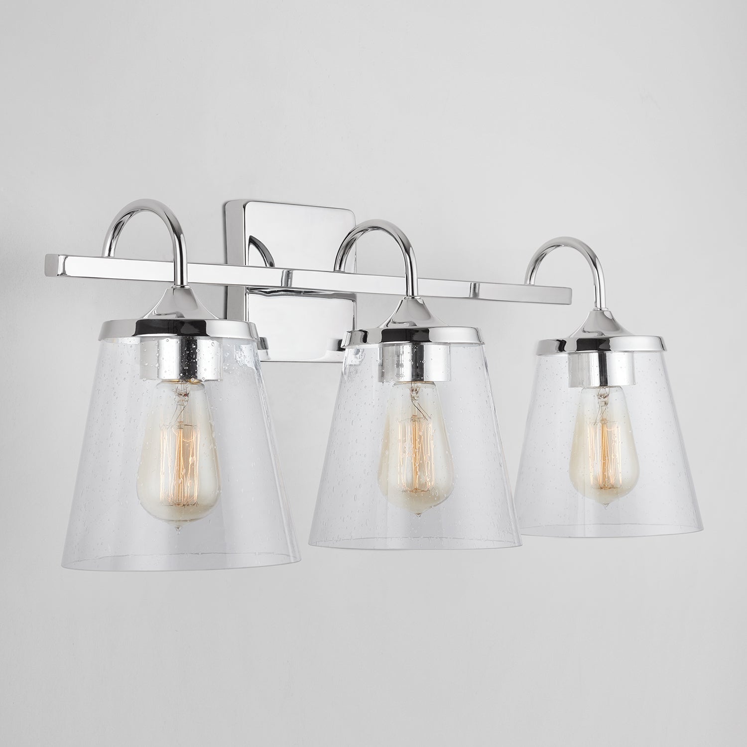 Jayne 3-Light 24-1/4 in Bathroom Vanity Light with Clear Seedy Glass Shade