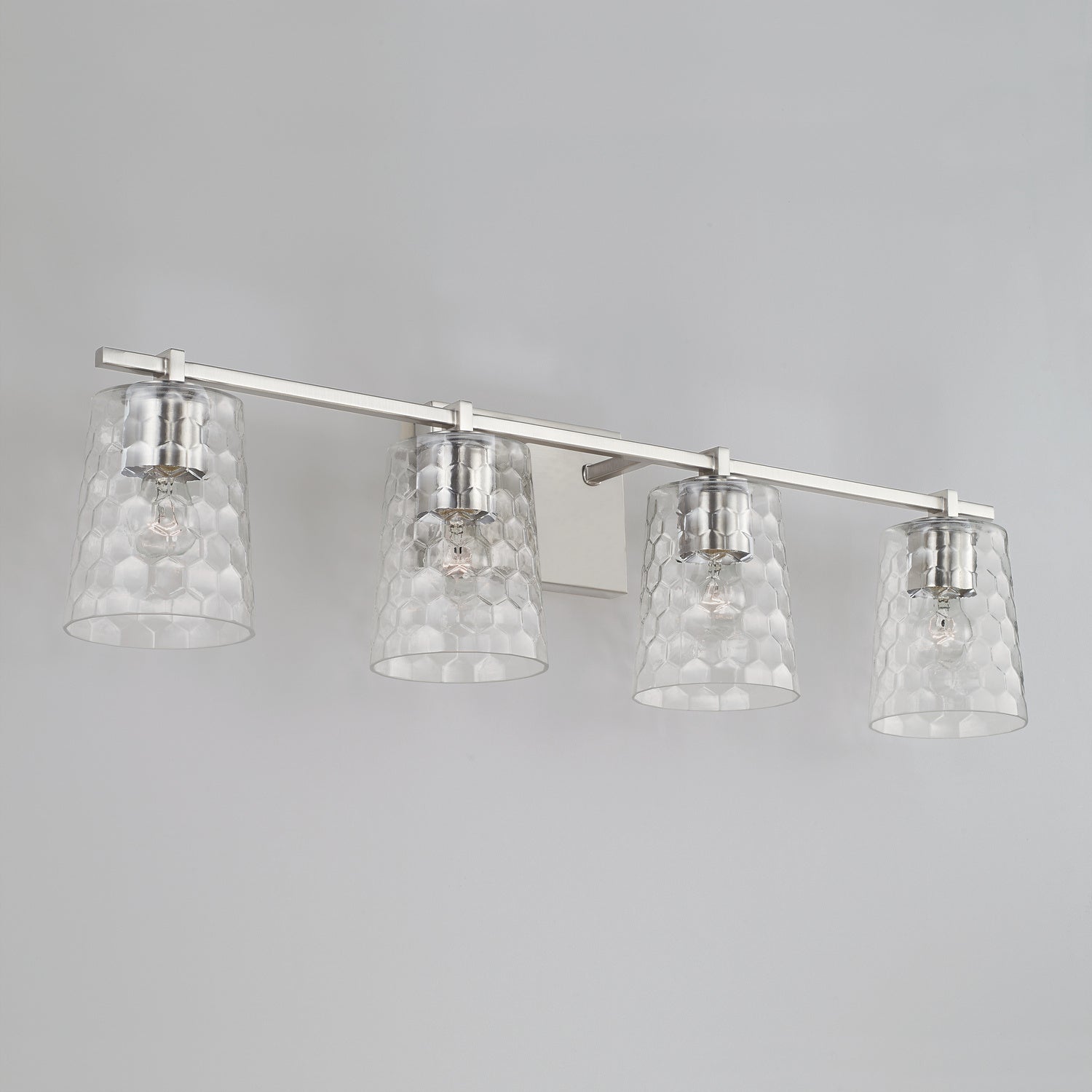 Burke 4-Light Bathroom Vanity Light with Clear Honeycomb Glass Shade