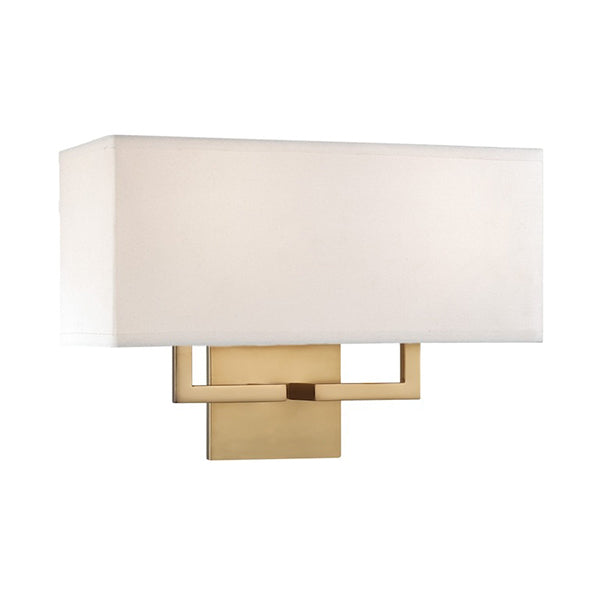 George’s Reading Room 2-Light Wall Sconce with White Fabric Shade