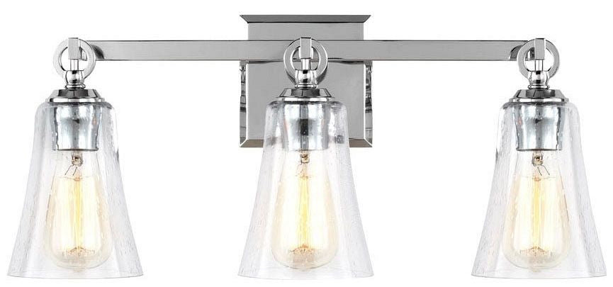 Monterro 3-Light Bathroom Vanity Light with Clear Seedy Glass Shade