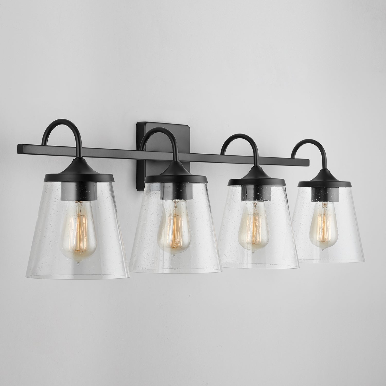 Jayne 4-Light 33-1/4 in Bathroom Vanity Light with Clear Seedy Glass Shade