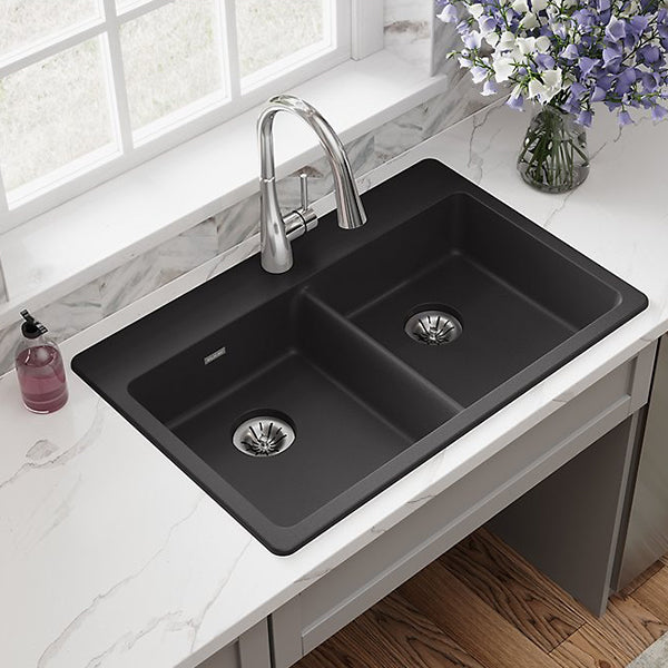 Quartz Classic Double Bowl Drop-in ADA Sink with Perfect Drain